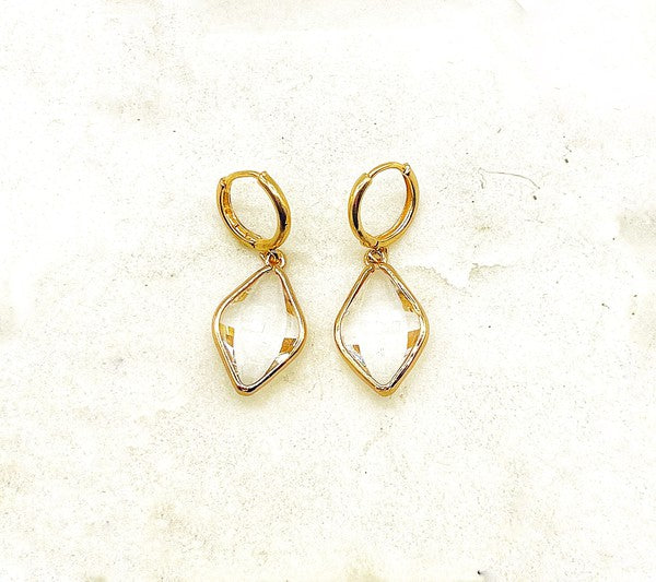 Diamond Gem Gold Huggie Hoop Earrings