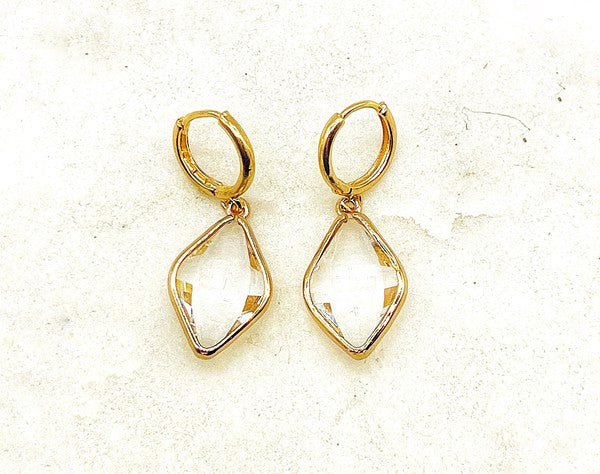 Diamond Gem Gold Huggie Hoop Earrings