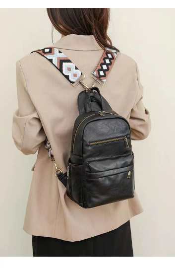 Crossbody/Backpack Sling Bag w/Detachable Straps - Black, Camel, or Rose