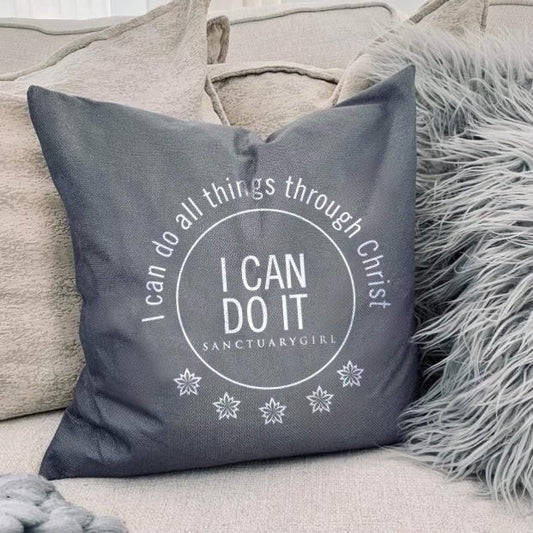"I Can Do All Things Through Christ" 18 x 18 canvas pillow cover