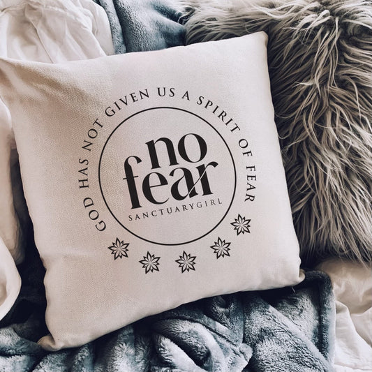 "No Fear" 18 x 18 canvas pillow cover