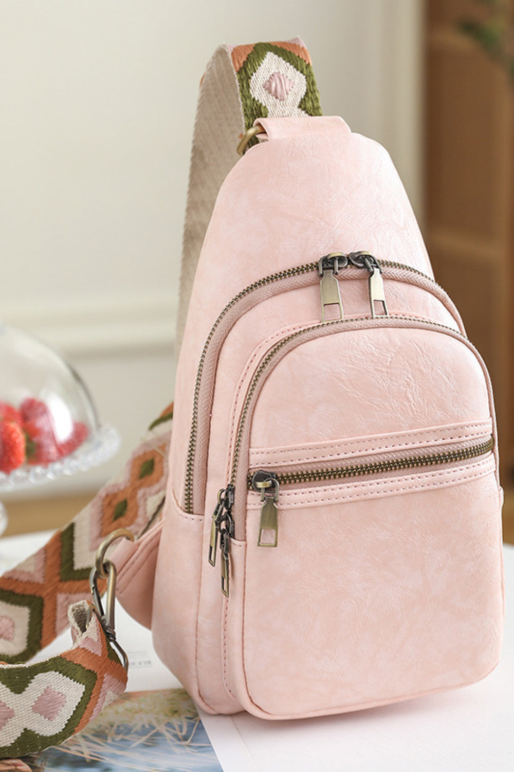 Watch Her Go Sling Bag-Blush